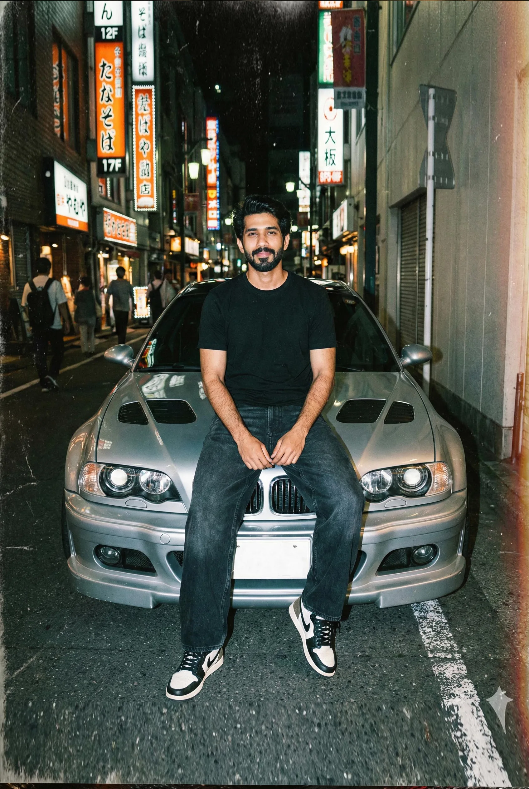 Grunge style photo with BMW