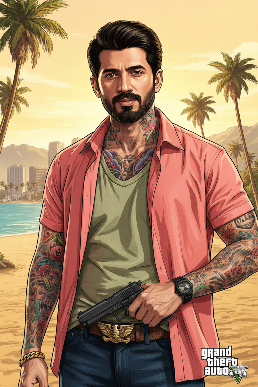 GTA V style poster image prompt