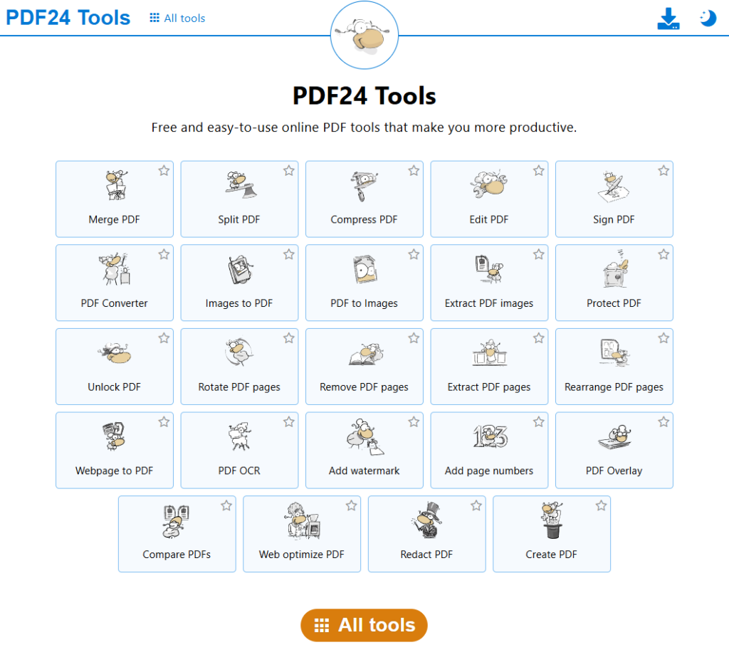 pdf24tool website interface