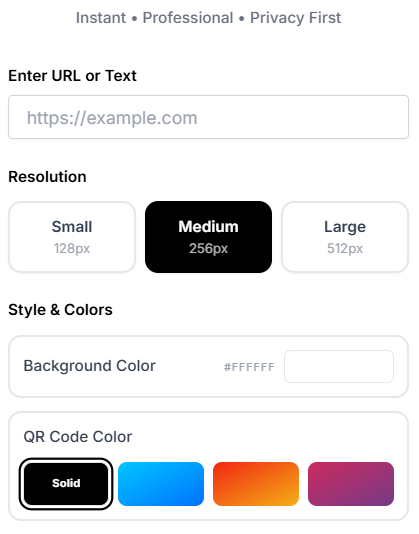 Free QR Code generator setting for QR like background, QR color and size.